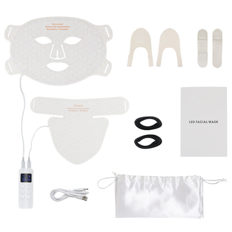 LED Silicone Mask Facial Neck Red Blue Light Household Skin Rejuvenation Mask CJ Dropshipping
