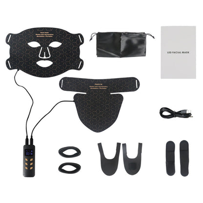 LED Silicone Mask Facial Neck Red Blue Light Household Skin Rejuvenation Mask CJ Dropshipping