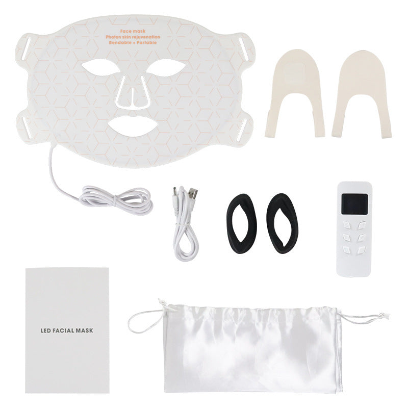 LED Silicone Mask Facial Neck Red Blue Light Household Skin Rejuvenation Mask CJ Dropshipping